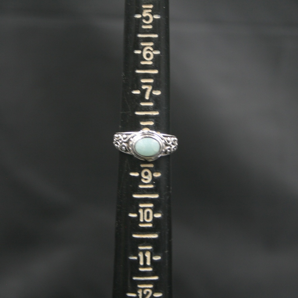 Sterling Silver Natural Amazonite Ring Size 8.25